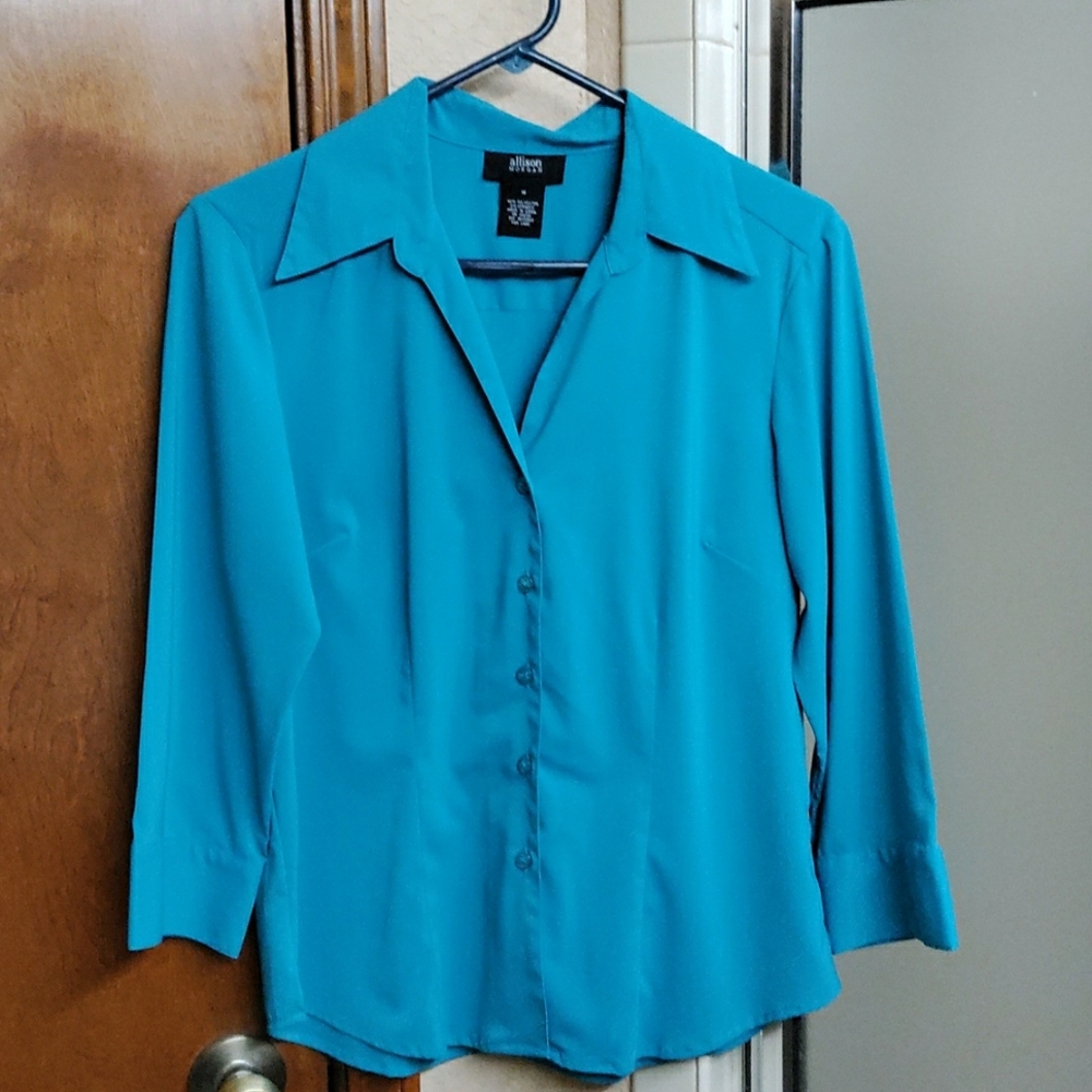 🦋Allison Morgan Women Button Down Blue Blouse